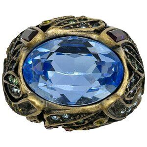 Heidi Daus Vintage Crystal Statement Ring Blue/Purple Cocktail -  Size 9.25